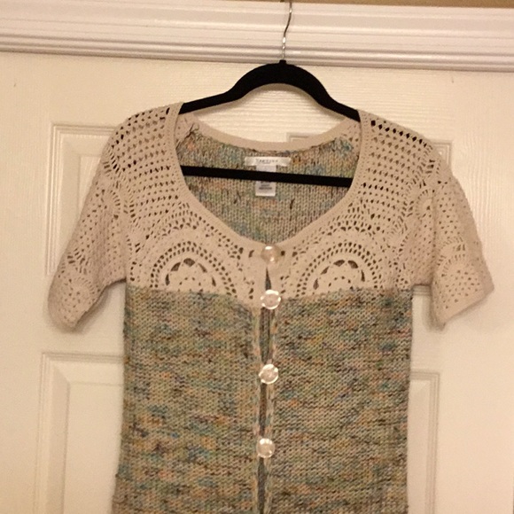 Vertigo Paris Vintage Sweater w/ Partially Crocheted Front & Sleeves - Picture 2 of 6